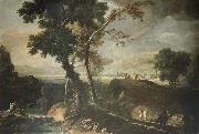 RICCI, Marco Landscape with Washerwomen painting